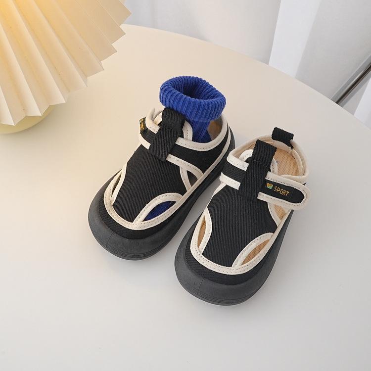 

Children Hollow Canvas Shoes Spring New Baby Candy Color Shoes Boys and Girls Summer Breathable Small Cloth Sandals 22 чёрный