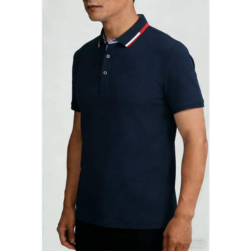 Men Contrast Collar Short Sleeve Polo Shirt Casual Top