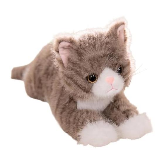 Cat Plush Toy Realistic Brown Tiger Black Cat Body Pillow (Kijitora (Light Gray))
