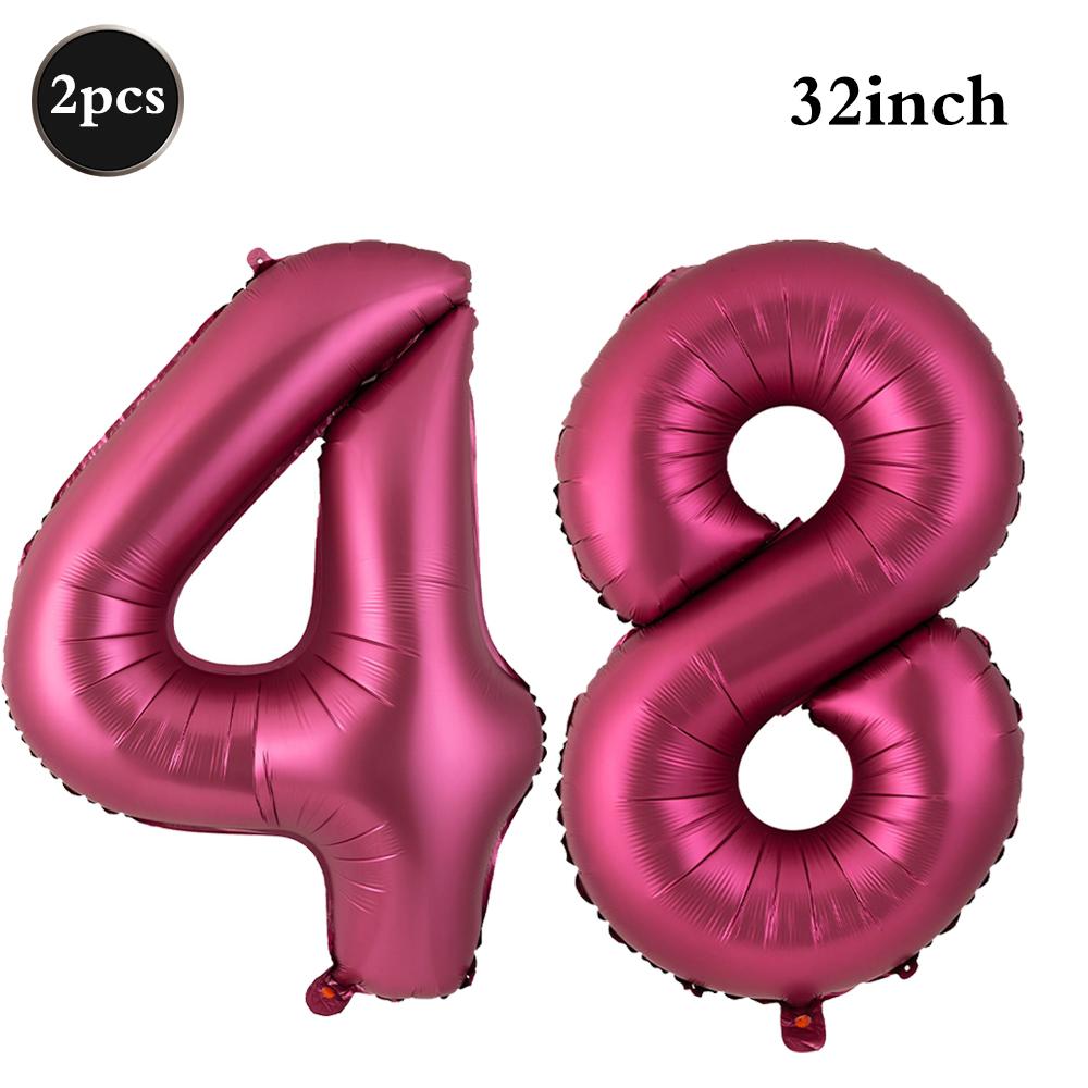 Giant 32 Inch Number Balloon Set Metallic Rose Red Foil Helium Balloon Kit DIY Happy Birthday Party Decor Kids Adult Anniversary