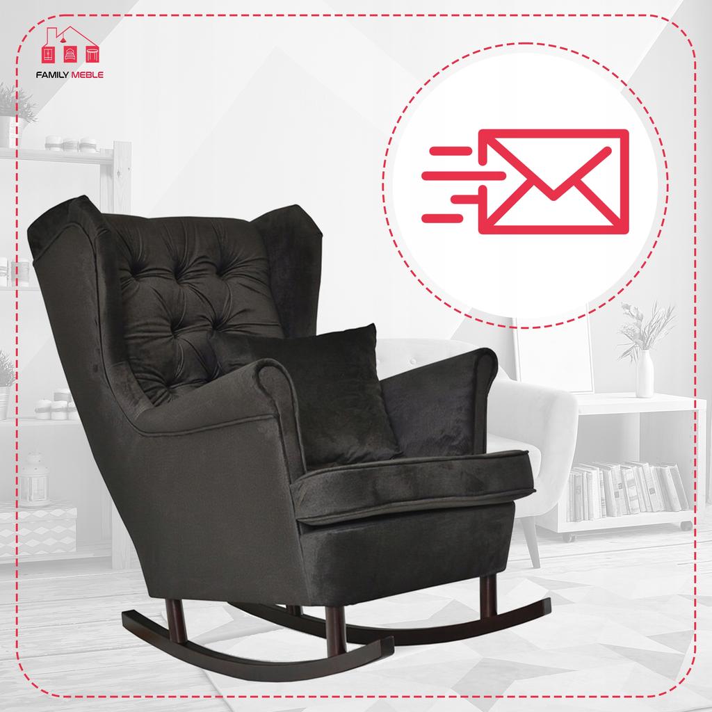 Scandinavian Wingback Rocking Chair Gaja Family Meble Black Olive 10 Pik