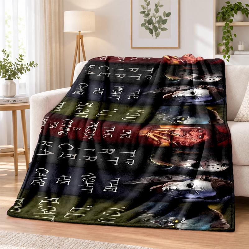 Horror Movies Flannel Throw Blanket Soft Warm Cozy For Sofa Bed Indoor Home Bedroom Use