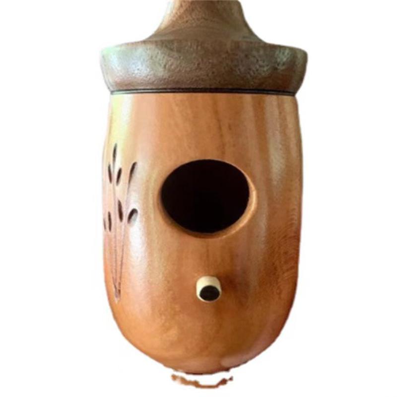 Kolibri-Haus aus Holz, handgefertigt, Ornament für den Außenbereich, Garten, Terrasse, Hängedeko
