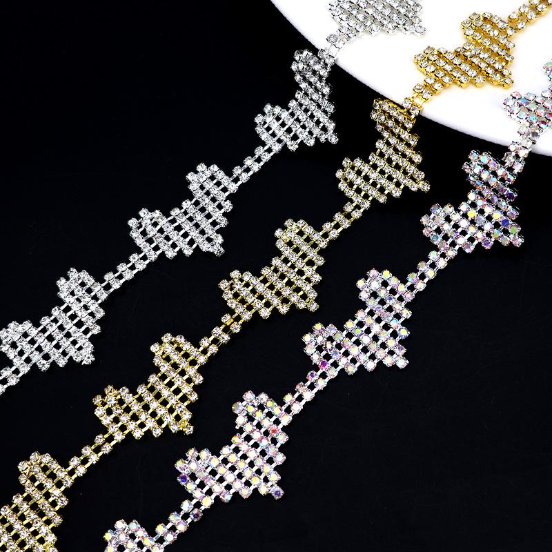 

Handmade Heart Rhinestone Claw Chain for DIY Clothing and Decoration 90CM/Yard