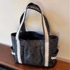 Polka Dot Lace Tote Bag Large Capacity Women's Shoulder Bag Student Commuter Handbag With Contrast Trim Lightweight Shopping Bag