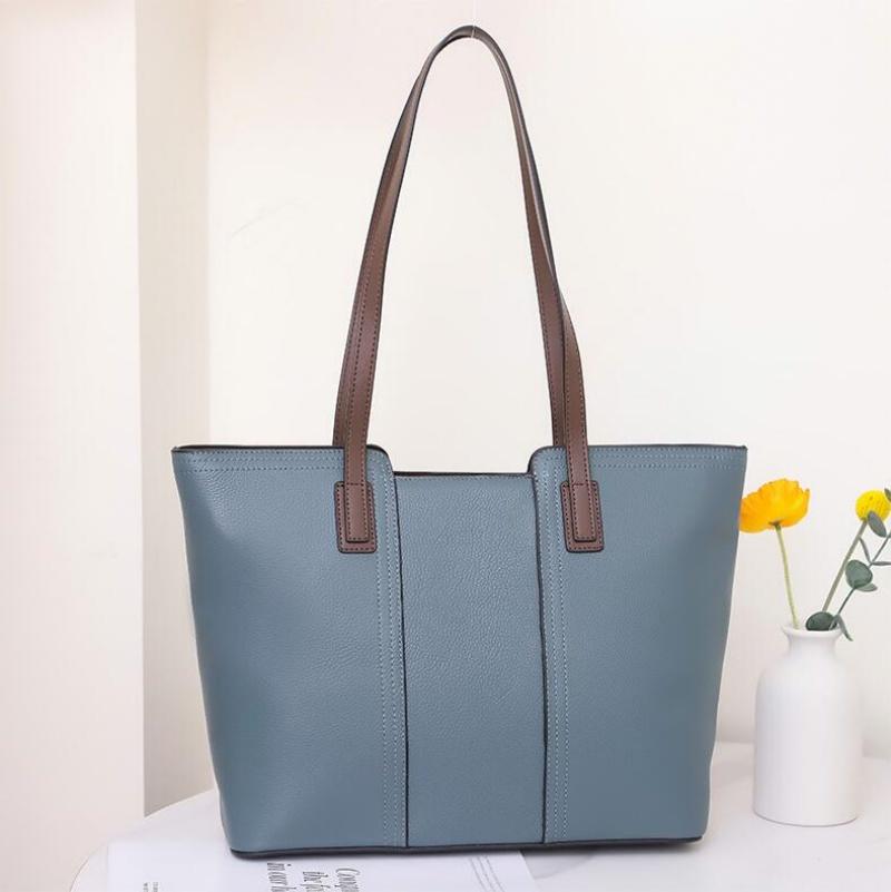 

Luxury Women Leather Tote Bag Top Layer Cowhide Large Capacity Fashiable Handbag Brand Designer Shoulder Bag 2026 New Handbag 41X11.5X28CM небо синє кольору