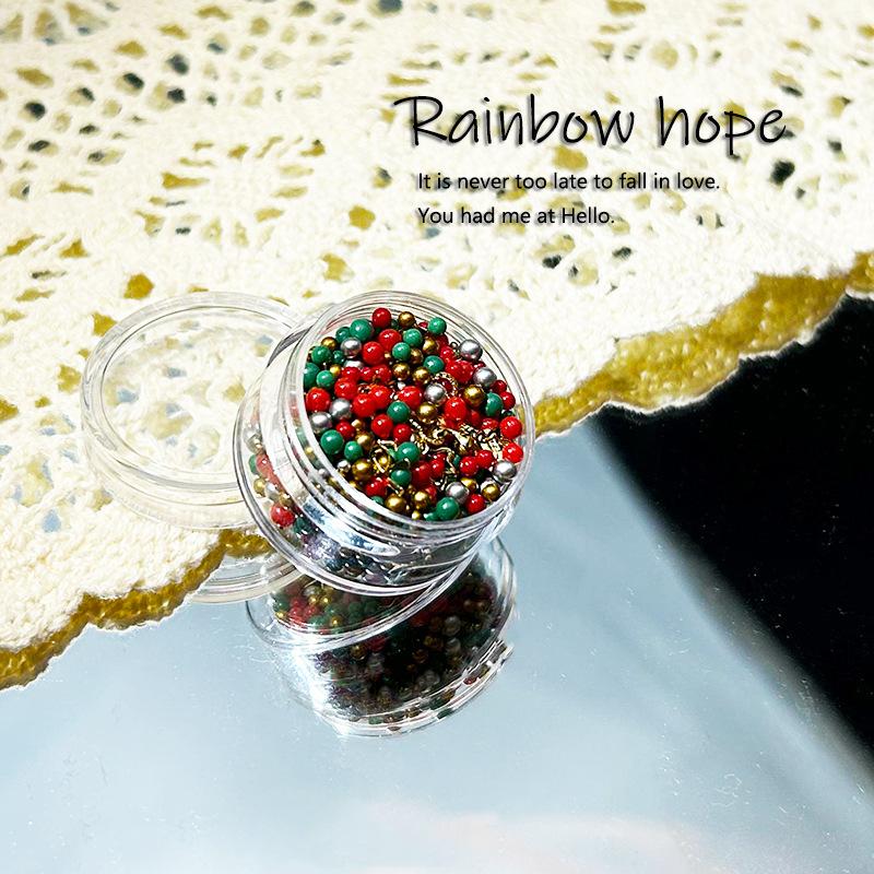 

Christmas Material Mixed Colored Beads Nail Art Jewelry Bow Metal Nail Patch Hand-Worn Nail Material