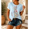 Fashion Women Retro Creative Cat Pattern Print T Shirt Funny Casual O-neck Short Sleeves T-shirt Summer Female Tee Shirt