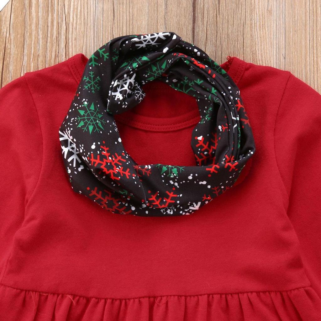 European & American Christmas Girl's Snowman Embroidery Top & Printed Set