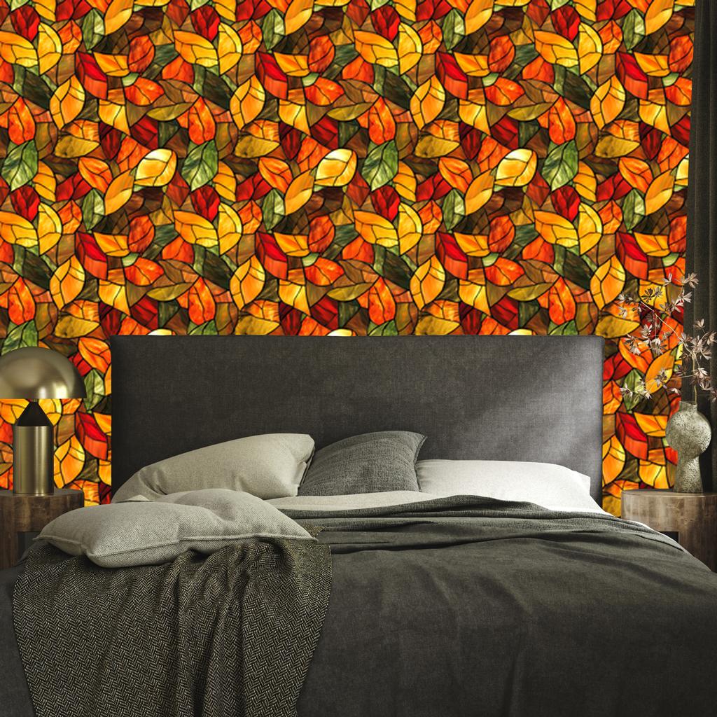 Gold and ochre stained glass wallpaper for living room and bedroom 50x1000