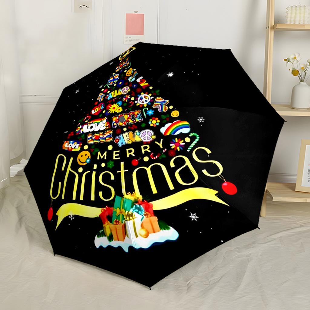 Christmas Magic Scene Outdoor Automatic Umbrella Compact 8-Rib Lightweight Compact Design Travel Essential Elegant Umbrella Wedding Party Gift