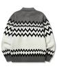 TRILLION Washable Nordic Jacquard Collar Neck 2-Way Zip-Up Knit [Gray]