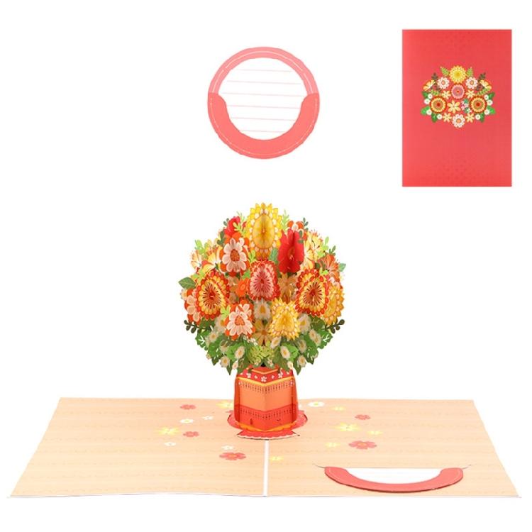 3D Foldable Greeting Card With Envelope Unique Foldable Greeting Card Flower Bouquet Card for Celebratory Event