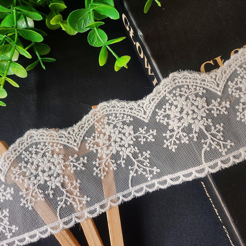3Meters/lot 6.7cm wide white beige snowflake mesh embroidery lace children's clothing home textile women's clothing skirt decoration accessories