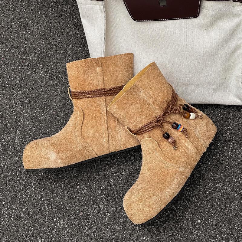Autumn and Winter New Inner Height-increasing Short Boots Women's Versatile Retro Boots Casual Martin Boots Flat-heeled Thin Boots