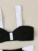 Women's Black and White Colorblock Bikini Swimwear - Fashionable, Sexy Two-Piece Swimsuit