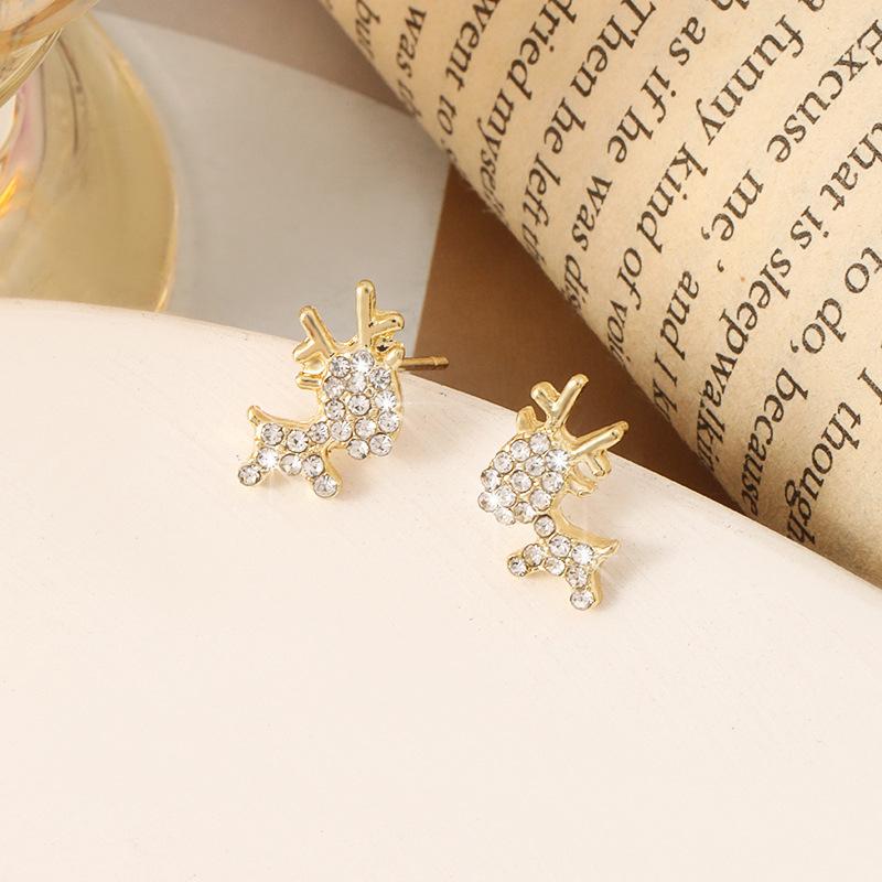 Минималистичные рождественские серьги-гвоздики с оленями