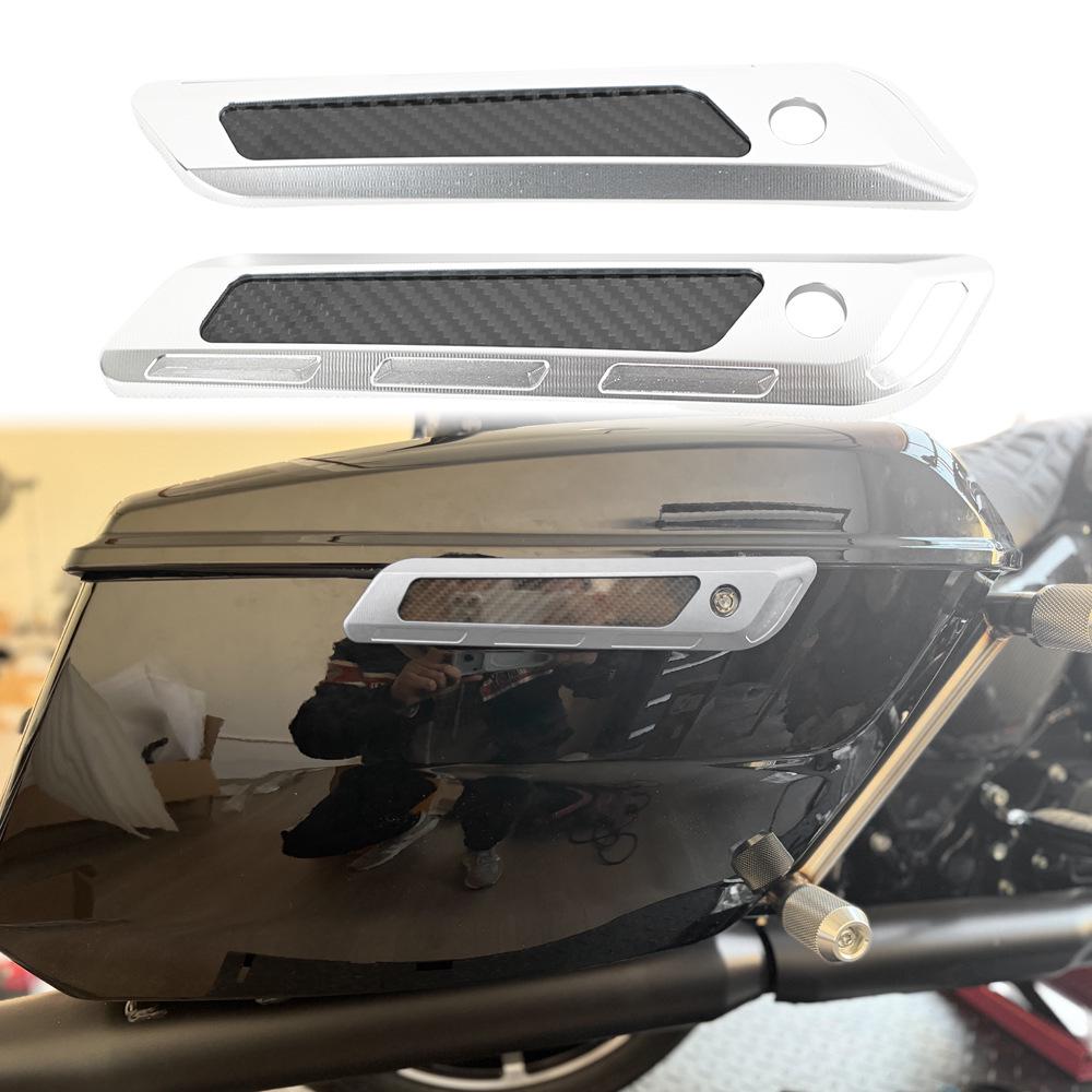 Harley 23.5-26 New Model Glide Side Box CNC Hinge with Carbon Fiber Reflective Strip