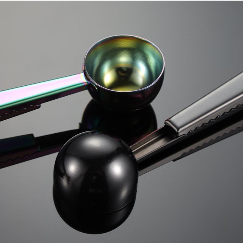 HANYANG 430 Edelstahl-Kaffeelöffel-Clip, Mehrzweck-Beutel-Verschlussclip, PVD-titanbeschichtet