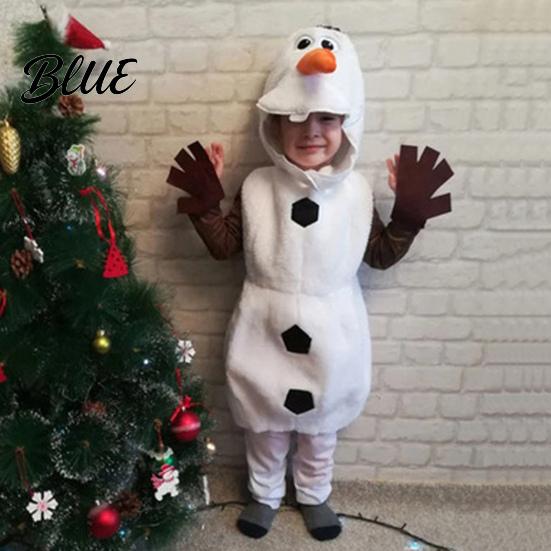 Kinderen Sneeuwpop Cos Kostuum Dierenhoofd Lange Mouwen Jumpsuit Cosplay Feesten Pografie Requisiet cm white