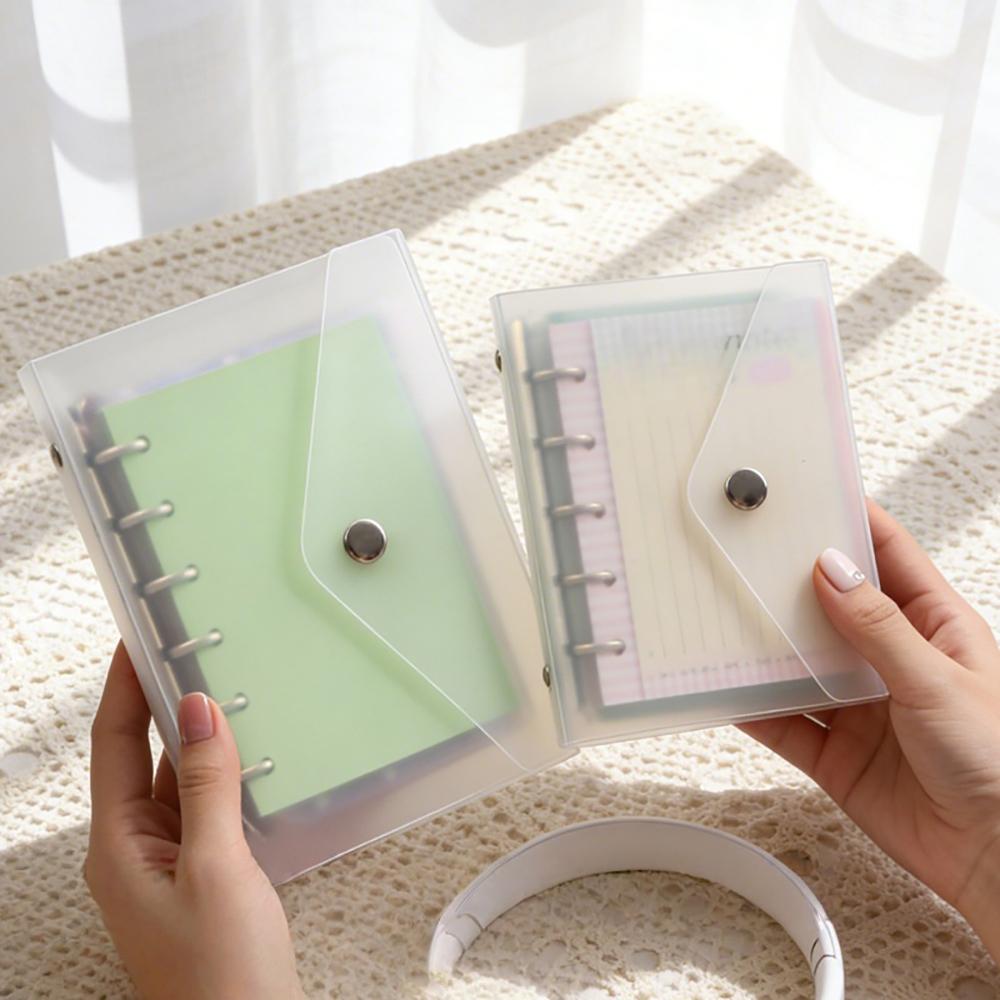 1pc Semi-transparent M5 A7 Loose-leaf Notebook Ring Binder Cover with Envelope Clip Notebook Organizer Portable Large Capacity