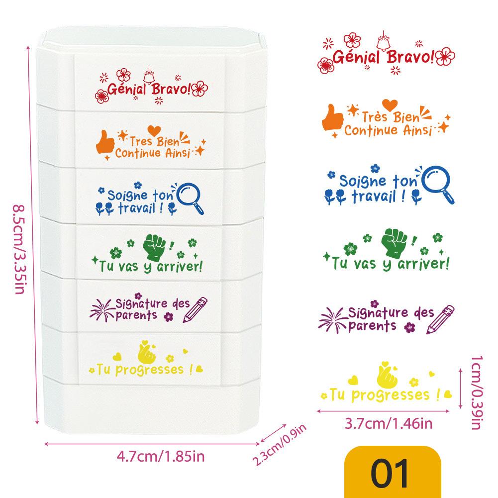 

6in1 Multi-Functional Cartoon Stamp Encouraging Slogan Students Seal Set Journal Scrapbooking Diary DIY Decoration Gift #01