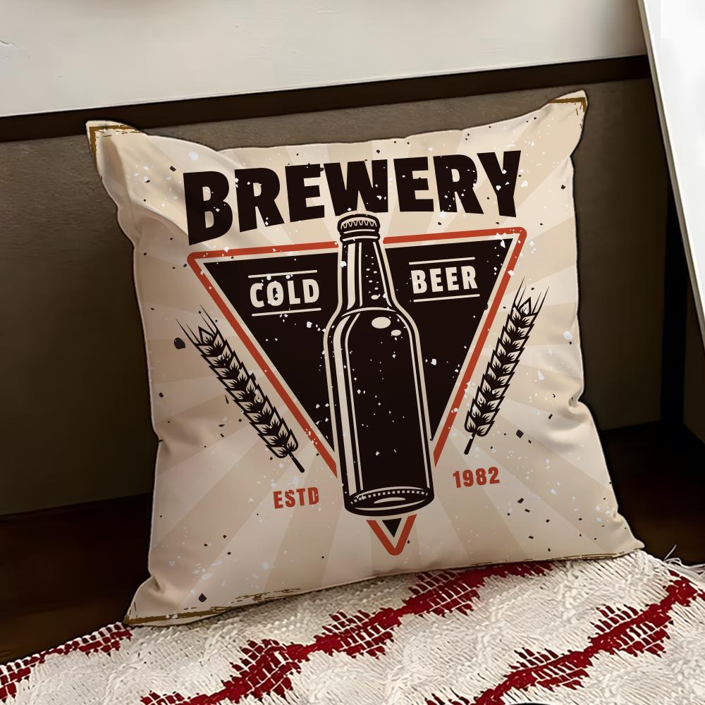 Bier Wein Retro Stil Kissenbezug Wendbar Weich Langlebig Kissenhülle Zuhause Auto Mehrzwecknutzung für täglichen Komfort