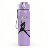1PC Thin guitar player silhouette print 750ml colorful plastic sports water bottle leakproof pop lid with straw for outdoor office home use