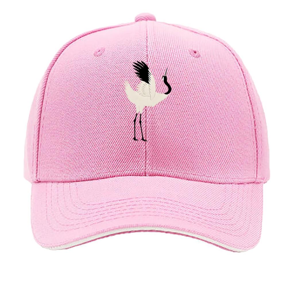 Crane Baseball Cap Adjustable Lightweight Vintage Hat Animal Theme Hand Washable Buckle Closure Sandwich Baseball Cap