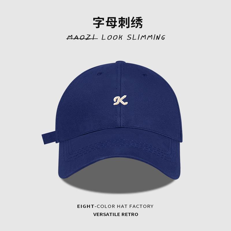 K letter soft top baseball cap children big head circumference wide brim four seasons versatile face small sunshade cap men