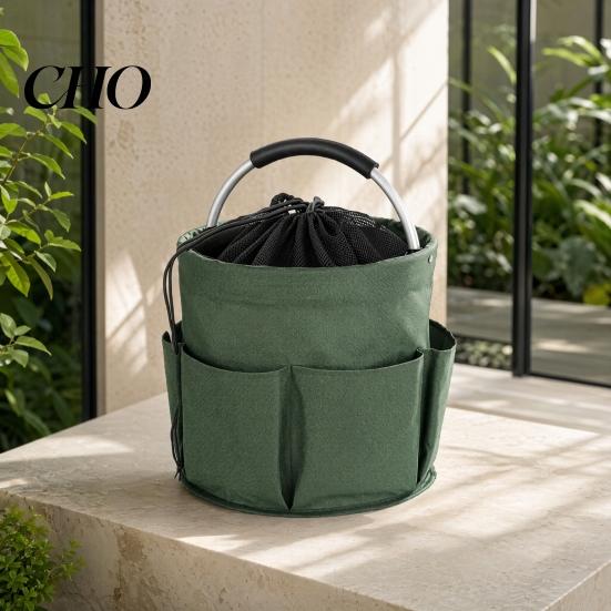 Faltbare Reinigungswerkzeugtasche Aufbewahrungstasche mit Griff & Kordelzug, Wasserdichte Oxford-Stoff Multi-Taschen, Großer Organizer-Korb für Outdoor-Camping