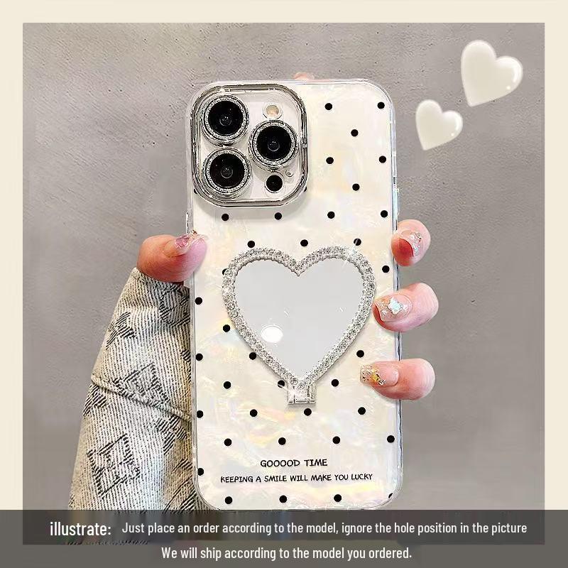 

Porous Shell Polka Dot Heart Mirror Case for iPhone 17 Pro Max/15 Pro/IP11 iPhone 14
