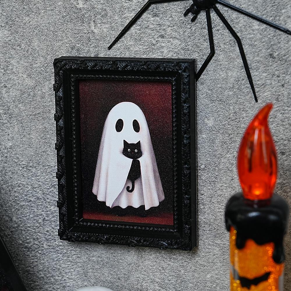6 Stück Holz Halloween Fotorahmen Kühlschrankmagnete Aufkleber 3D Retro Geisterrahmen Kühlschrankmagnete Halloween Dekoration für Zuhause