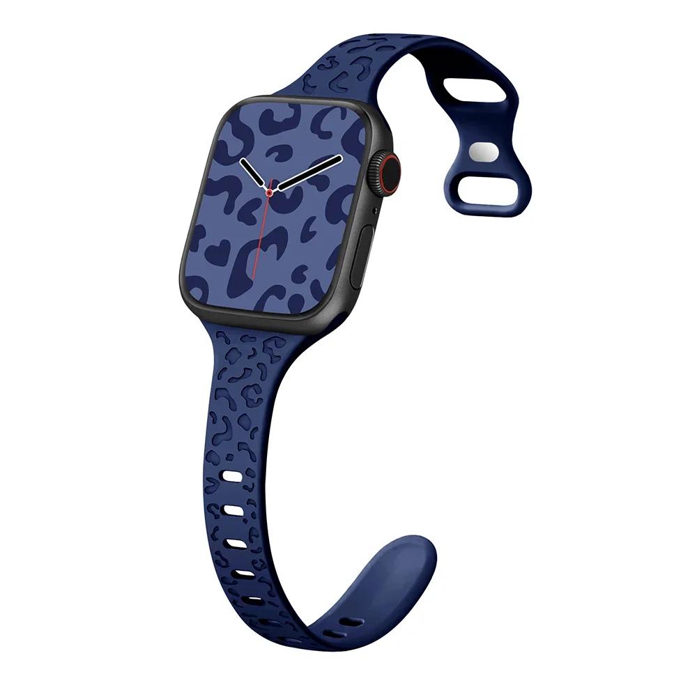 Wąski pasek do paska Apple Watch 40mm 41mm 42mm 38mm 49 44mm 45mm grawerowana silikonowa bransoletka Correa seria 8 7 6 9 5 4 3 SE Ultra