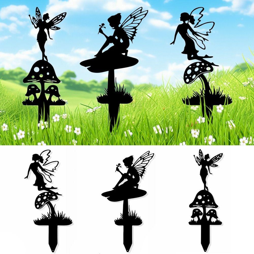 Garden Decor Fairies Silhouette Stake Metal Garden Decorative Stakes Fairy Garden Stakes  Garden A