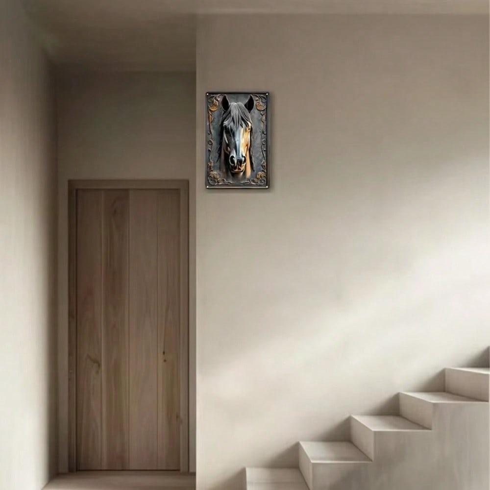 1pc Home & Office Wall Decor: 3D Metal Horse Head Art! Contemporary Equestrian Plaque For Bar & Wall Hanging | Local Delivery