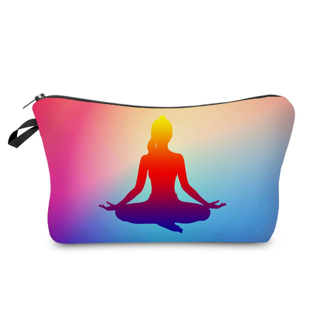 Women Yoga Girl Print Cosmetic Bag Toiletries Organize Travel Storage Case 6418