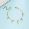 Lucktune Feather Charms Crystal Tassel Bracelets Stainless Steel Fashion Chain Bracelet for Women Kpop Simple Jewelry Party Gift