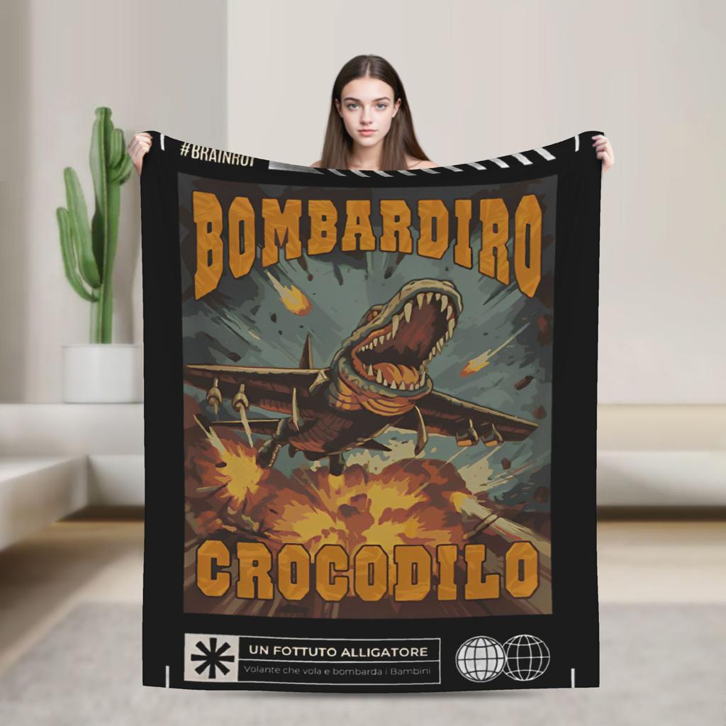 Italian Brainrot Animals Blanket Cappuccino Assassino Fleece Awesome Soft Throw Blankets for Home Winter