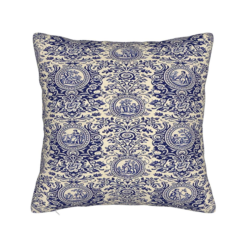 Marineblau Toile de Jouy Kissenbezug Individueller Kissenbezug Modischer Kissenbezug für Wohnzimmer Bett Stuhl