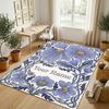Floral Art Nouveau Theme Soft Crystal Velvet Rug Custom Name & Text Print Non Slip Floor Rug for Bedroom Living Room