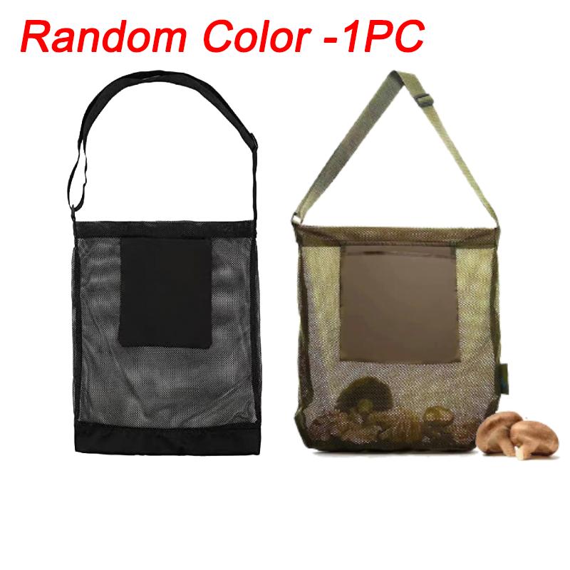 Foldable Large Capacity Mesh Outdoor Mushroom Picking Bag, Fruit Picking Shoulder Bag, Portable Storage Bag for Foraging Harvesting Random Color -1PC