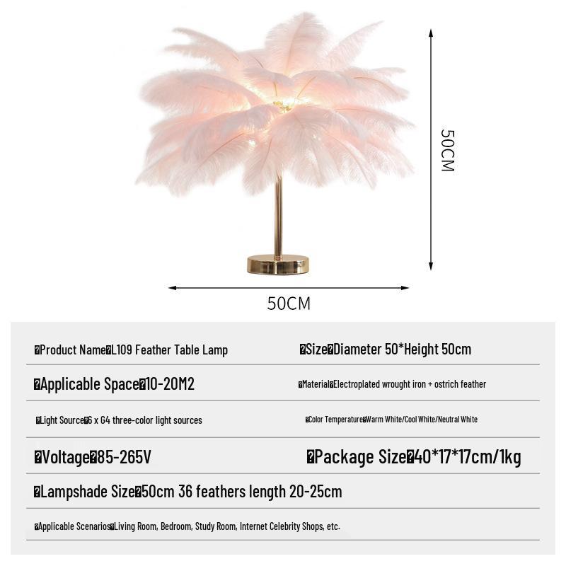 Nordic Ostrich Feather Floor Lamp - Bedroom & Living Room Decorative Light