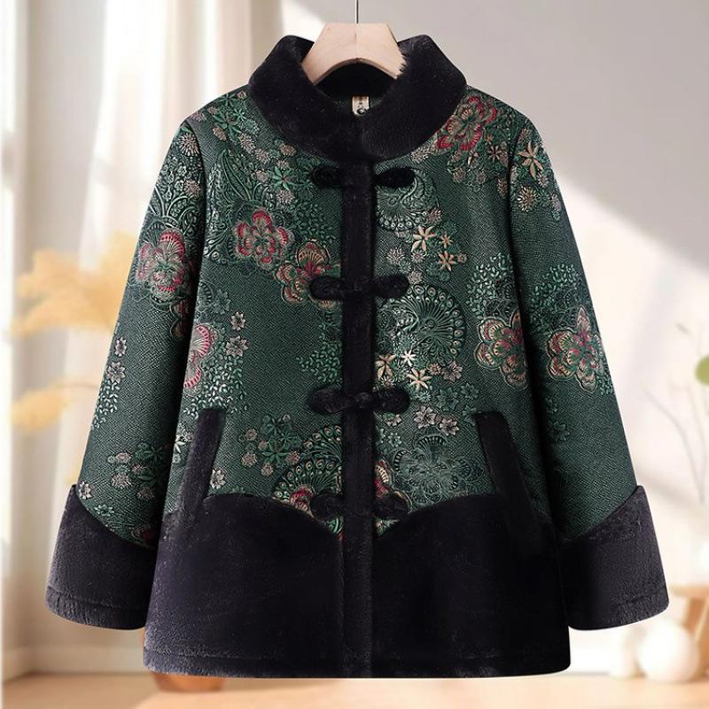 Women's winter clothing old lady warm thickened padded jacket mother jacket padded jacket velvet padded jacket