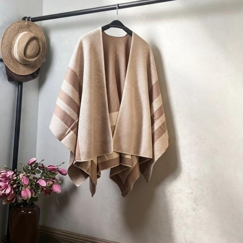Womens Winter Knitted Shawl Scarf With Tassels Geometric Jacquard Warm Cape Wrap