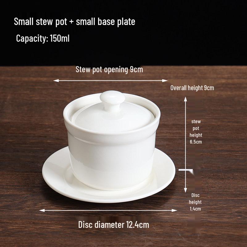 Keramik-Doppelkessel-Schmortopf mit Deckel für Suppe, Vogelnest und gedämpfte Eier