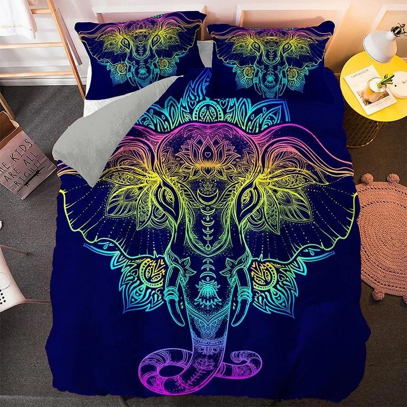 Elephant Duvet Cover King Queen Size Lovely Funny Small Elephant Bedding Set For Kids Teens Adults Wild Animal Soft Quilt Cover