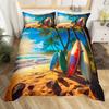 Strand Ozean Bettwäsche Set Palmen Bettbezug Marine Nautisch Meer Surfen Steppdeckenbezug Sommer Hawaiianisch Surfbrett Bettbezug