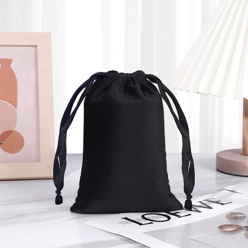Black Custom Velvet Drawstring Jewelry Pouch