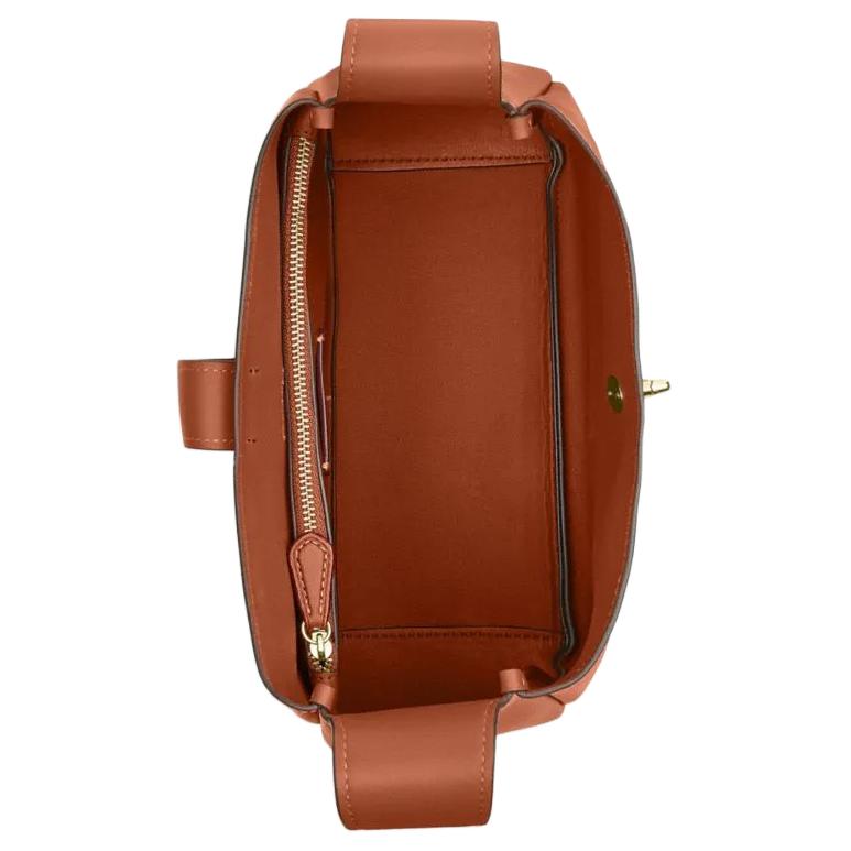 Coach Hadley 25 Multifunctional Gold Metal Accessories Leather Shoulder Crossbody Bag Medium Women Bags Brown Yellow CBH01-IMTN2